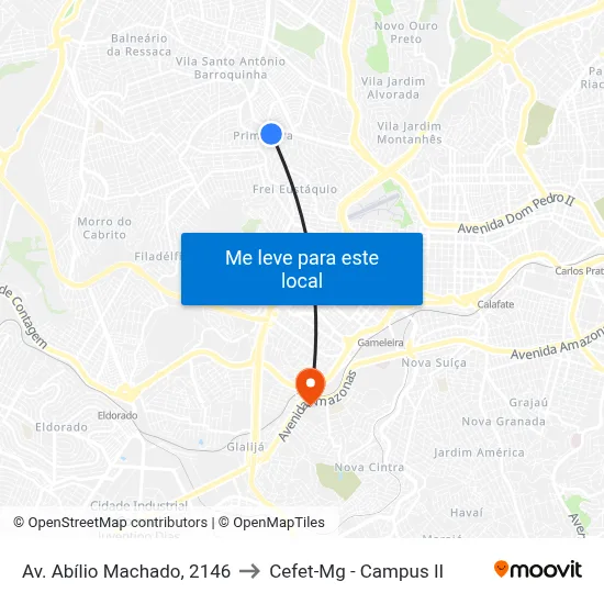 Av. Abílio Machado, 2146 to Cefet-Mg - Campus II map