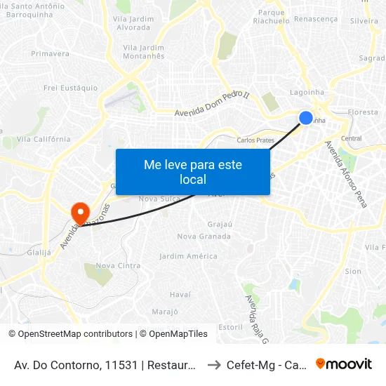 Av. Do Contorno, 11531 | Restaurante Popular 2 to Cefet-Mg - Campus II map