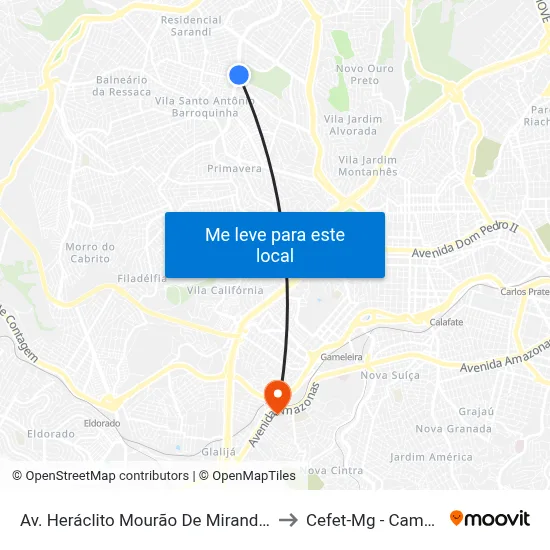 Av. Heráclito Mourão De Miranda, 1000 to Cefet-Mg - Campus II map