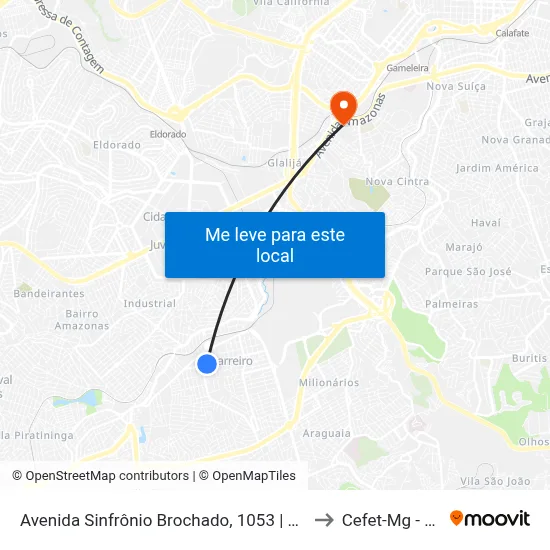 Avenida Sinfrônio Brochado, 1053 | Comercial Esporte Clube to Cefet-Mg - Campus II map