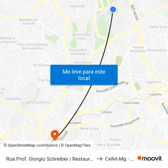 Rua Prof. Giorgio Schreiber | Restaurante Setorial II (Bandejão) to Cefet-Mg - Campus II map