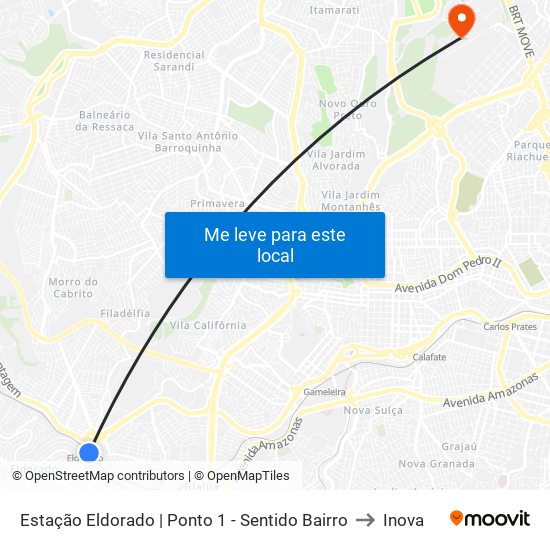 Estação Eldorado | Ponto 1 - Sentido Bairro to Inova map