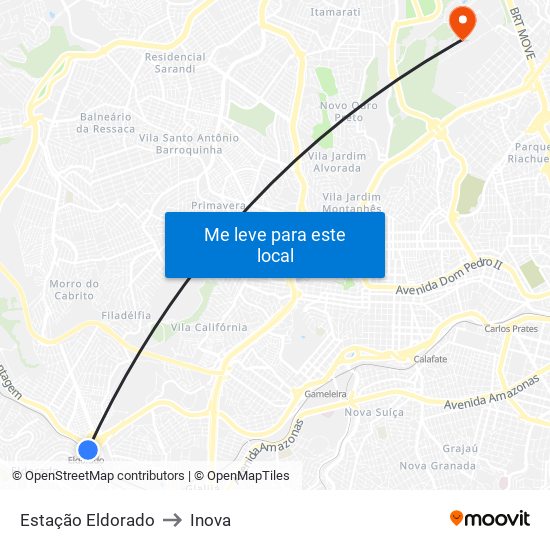 Estação Eldorado to Inova map