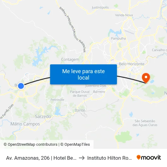 Av. Amazonas, 206 | Hotel Betim to Instituto Hilton Rocha map