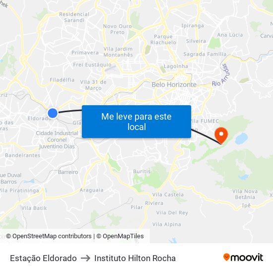 Estação Eldorado to Instituto Hilton Rocha map