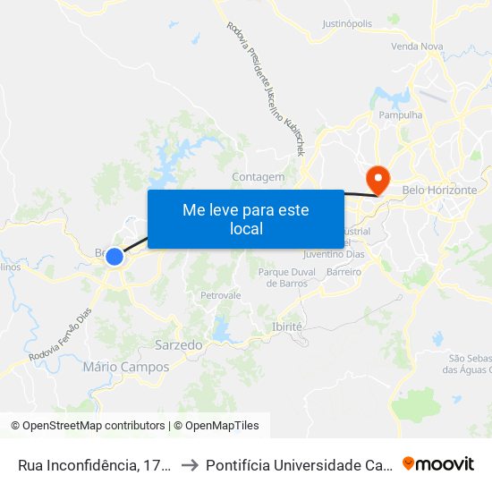 Rua Inconfidência, 179 | Hotel Primavera to Pontifícia Universidade Católica De Minas Gerais map