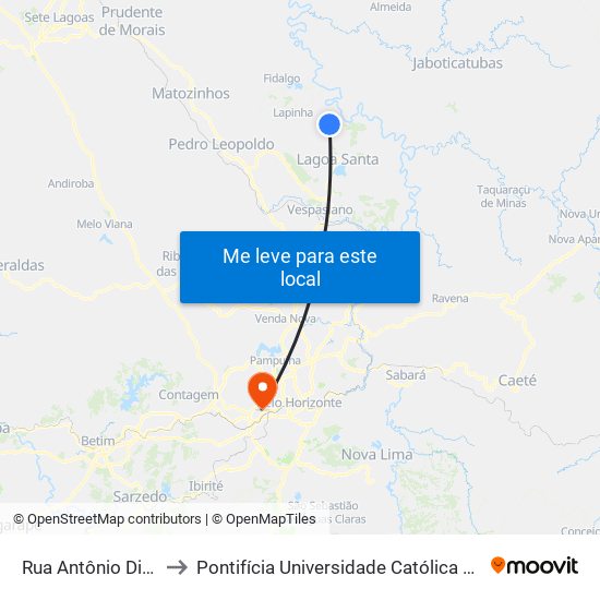 Rua Antônio Dias, 1805 to Pontifícia Universidade Católica De Minas Gerais map