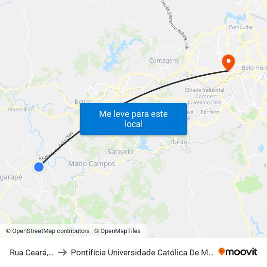 Rua Ceará, 306 to Pontifícia Universidade Católica De Minas Gerais map