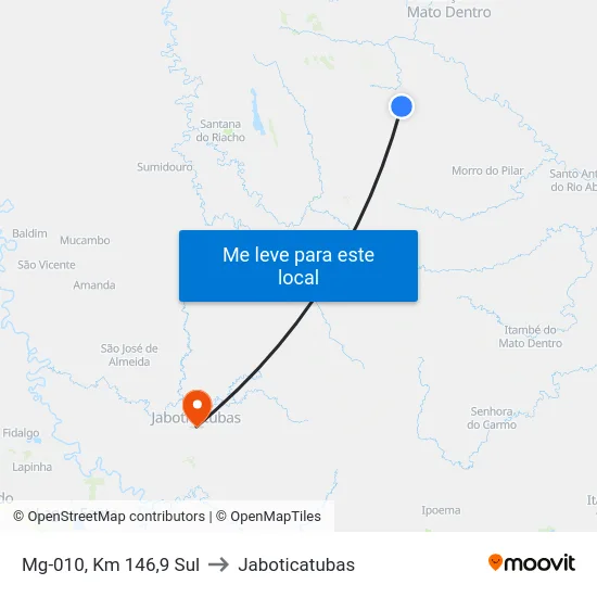 Mg-010, Km 146,9 Sul to Jaboticatubas map