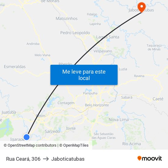 Rua Ceará, 306 to Jaboticatubas map
