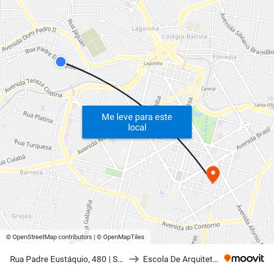 Rua Padre Eustáquio, 480 | Sesc Carlos Prates to Escola De Arquitetura Da Ufmg map