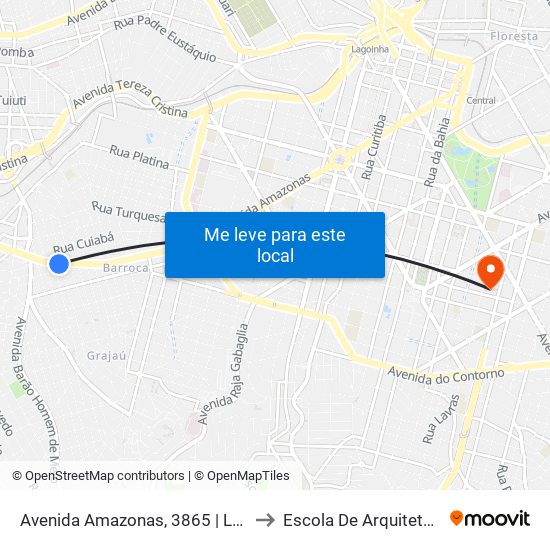 Avenida Amazonas, 3865 | Lojas De Veículos to Escola De Arquitetura Da Ufmg map