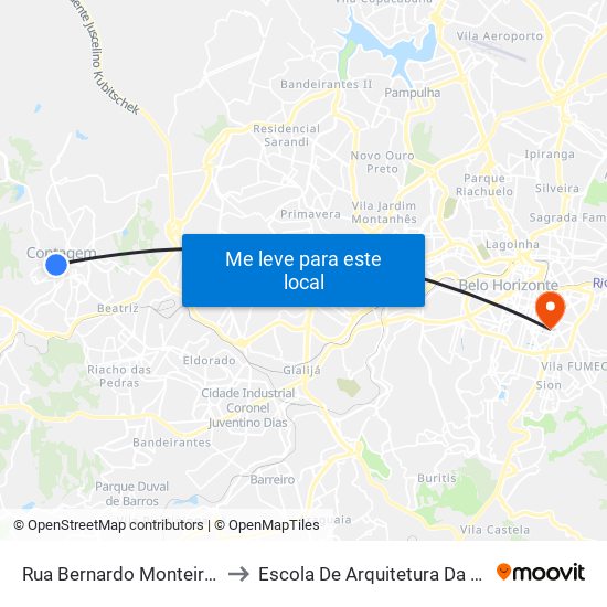Rua Bernardo Monteiro, 65 to Escola De Arquitetura Da Ufmg map