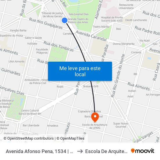 Avenida Afonso Pena, 1534 | Conservatório Ufmg to Escola De Arquitetura Da Ufmg map