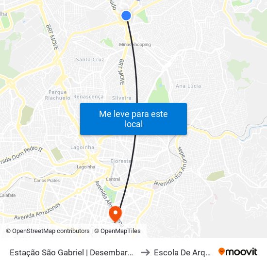 Estação São Gabriel | Desembarque (Linhas Encerrando Viagem) to Escola De Arquitetura Da Ufmg map