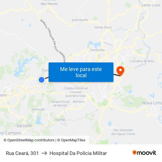 Rua Ceará, 301 to Hospital Da Polícia Militar map