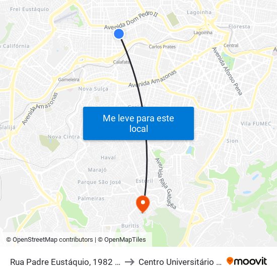 Rua Padre Eustáquio, 1982 | Pam Padre Eustáquio to Centro Universitário De Belo Horizonte map