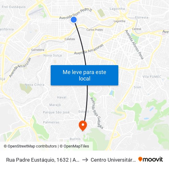 Rua Padre Eustáquio, 1632 | Auto Escola Parati - Carlos Prates to Centro Universitário De Belo Horizonte map