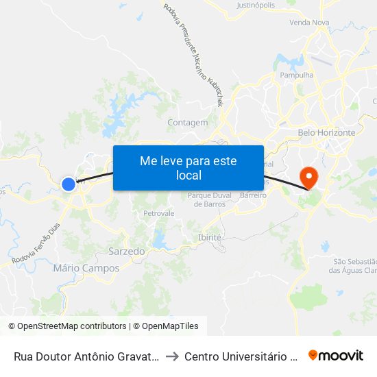 Rua Doutor Antônio Gravatá, 96 | Álvim Barbosa to Centro Universitário De Belo Horizonte map