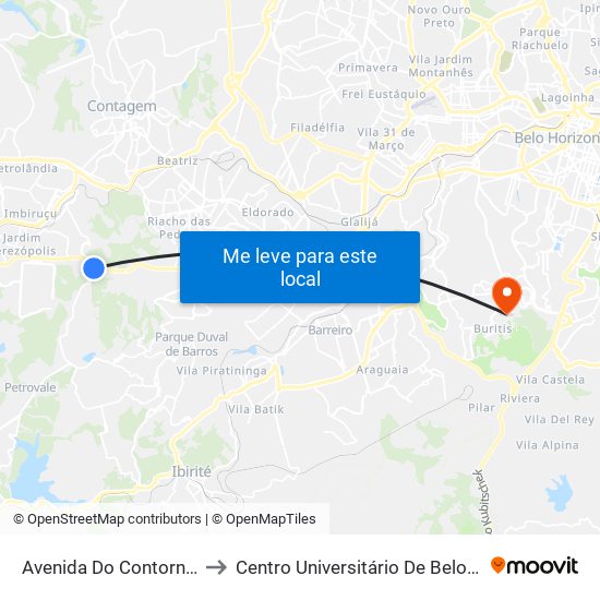 Avenida Do Contorno, 8463 to Centro Universitário De Belo Horizonte map