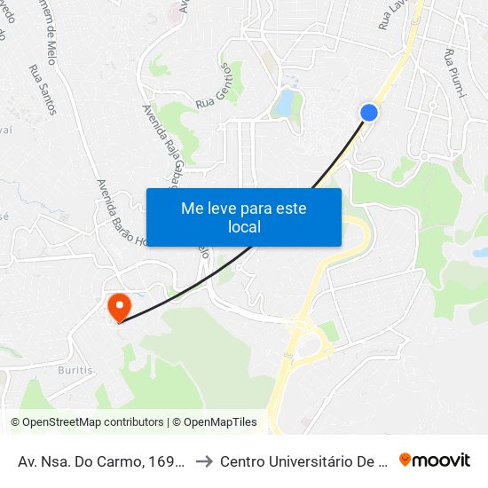 Av. Nsa. Do Carmo, 1690 | Verdemar 2 to Centro Universitário De Belo Horizonte map
