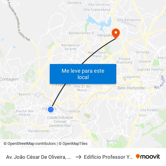 Av. João César De Oliveira, 881 | Honda/Localiza (Oposto A Upa Jk) to Edifício Professor Yvon Leite De Magalhães Pinto map