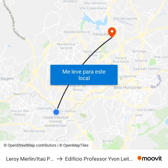 Leroy Merlin/Itaú Power Shopping to Edifício Professor Yvon Leite De Magalhães Pinto map