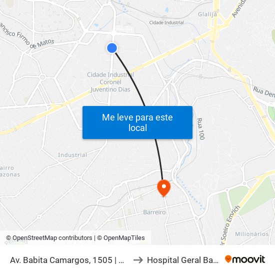 Av. Babita Camargos, 1505 | Hyundai to Hospital Geral Barreiro map