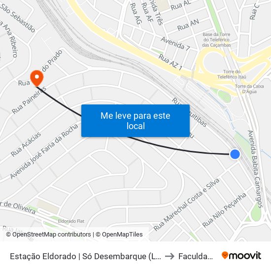 Estação Eldorado | Só Desembarque (Linhas Encerrando Viagem) to Faculdade Senac map