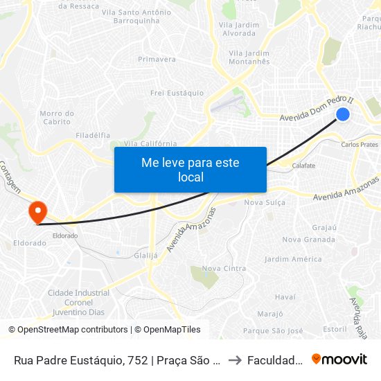 Rua Padre Eustáquio, 752 | Praça São Francisco Das Chagas to Faculdade Senac map