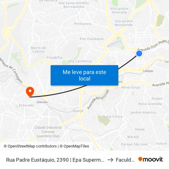 Rua Padre Eustáquio, 2390 | Epa Supermercados E Oposto A Igreja Padre Eustáquio to Faculdade Senac map