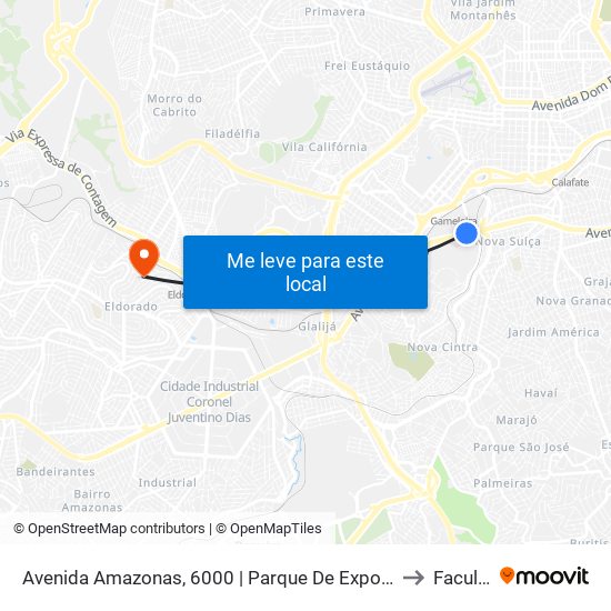 Avenida Amazonas, 6000 | Parque De Exposições Da Gameleira/Expominas E Oposto Ao Cefet-Mg Campus VI to Faculdade Senac map