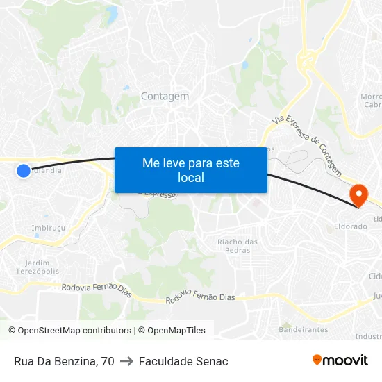 Rua Da Benzina, 70 to Faculdade Senac map