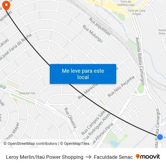 Leroy Merlin/Itaú Power Shopping to Faculdade Senac map