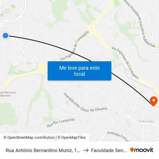 Rua Antônio Bernardino Muniz, 128 to Faculdade Senac map