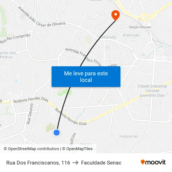 Rua Dos Franciscanos, 116 to Faculdade Senac map