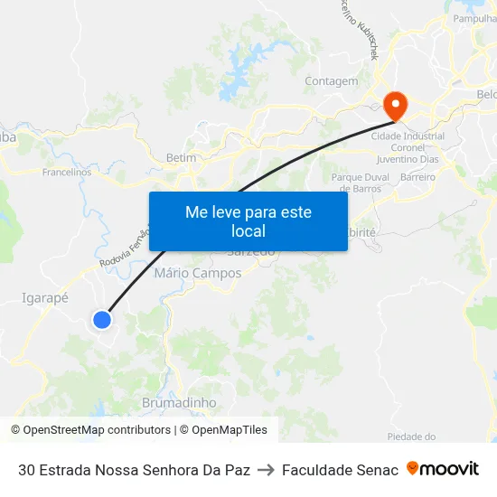 30 Estrada Nossa Senhora Da Paz to Faculdade Senac map