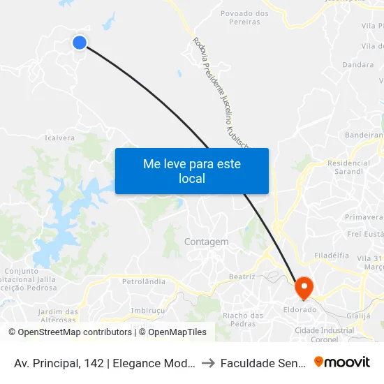 Av. Principal, 142 | Elegance Modas to Faculdade Senac map