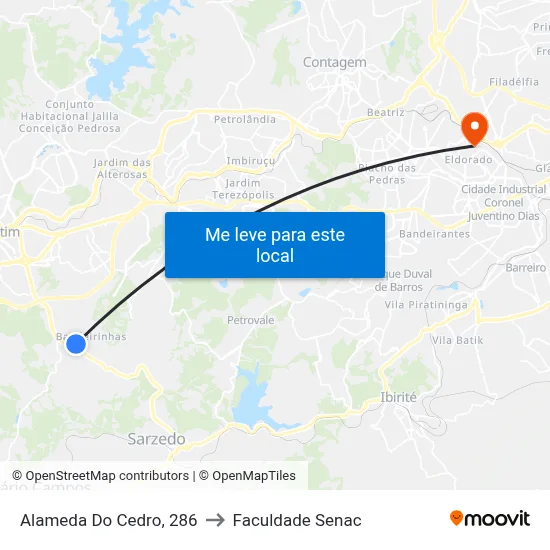 Alameda Do Cedro, 286 to Faculdade Senac map