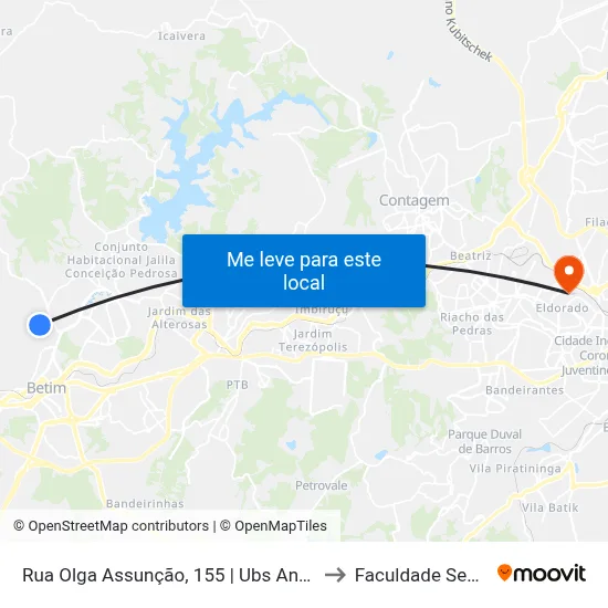 Rua Olga Assunção, 155 | Ubs Angola to Faculdade Senac map