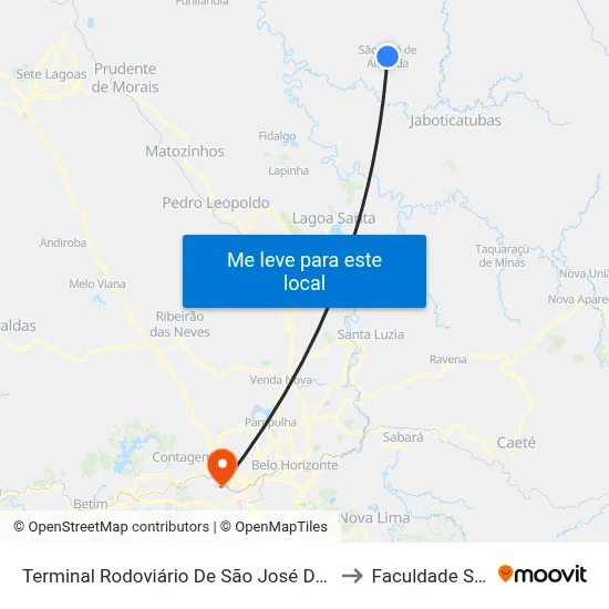 Terminal Rodoviário De São José De Almeida to Faculdade Senac map