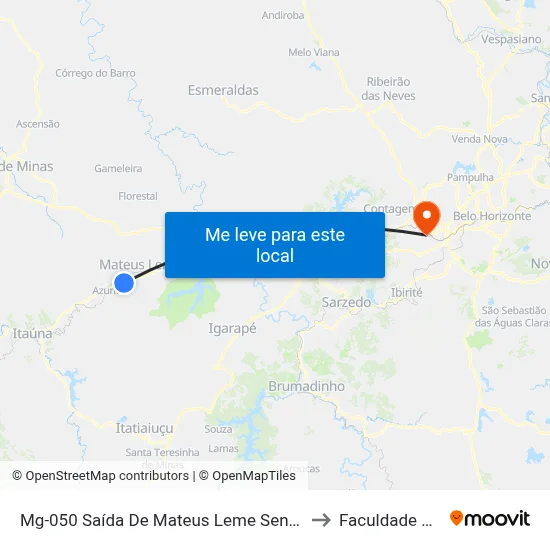 Mg-050 Saída De Mateus Leme Sentido Azurita to Faculdade Senac map