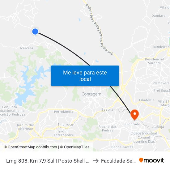 Lmg-808, Km 7,9 Sul | Posto Shell Retiro to Faculdade Senac map