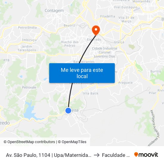Av. São Paulo, 1104 | Upa/Maternidade De Ibirité to Faculdade Senac map