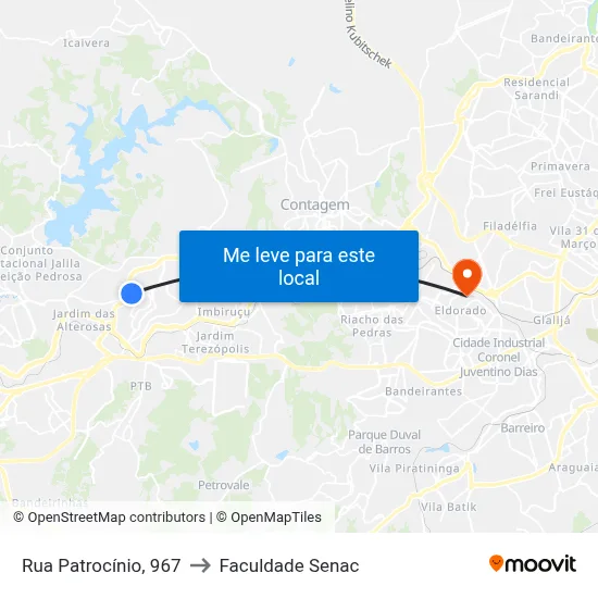 Rua Patrocínio, 967 to Faculdade Senac map