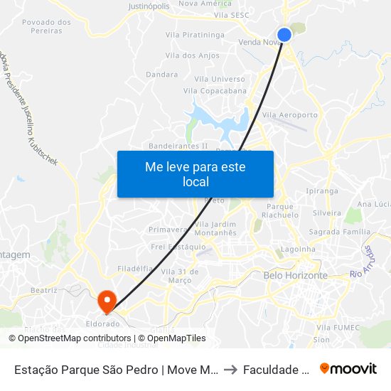 Estação Parque São Pedro | Move Metropolitano to Faculdade Senac map