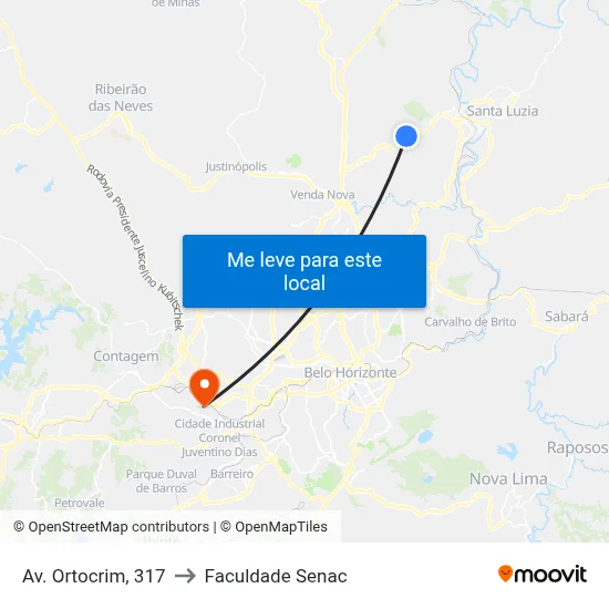 Av. Ortocrim, 317 to Faculdade Senac map