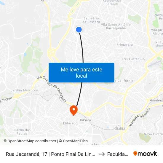 Rua Jacarandá, 17 | Ponto Final Da Linha 2110 No Jardim Laguna to Faculdade Senac map