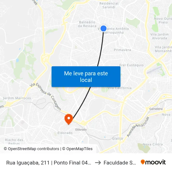 Rua Iguaçaba, 211 | Ponto Final 0402 0403 to Faculdade Senac map