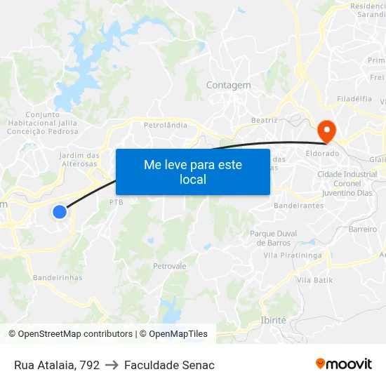 Rua Atalaia, 792 to Faculdade Senac map